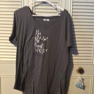 Gray Graphic Tee with White Text